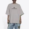 Camisola de manga curta masculina Balenciaga com logótipo Mosaic BB Alphabet, estilo desfiado e cinzenta 651795TKVF58174