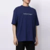 Camisola de manga curta masculina Balenciaga SS21 com estampado do logótipo e letras do alfabeto, azul, 612966TIV545400