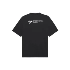 Camisola de manga curta masculina Balenciaga SS21 com logótipo bordado, preta, 641675TKV861070 Camisola de manga curta masculina Balenciaga SS21 com logótipo bordado, preta, 641675TKV861070