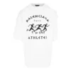 Camisola de manga curta masculina Balenciaga SS21 com padrão de corrida de maratona e logótipo, branca, 641614TJVK69040