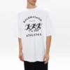 Camisola de manga curta masculina Balenciaga SS21 com padrão de corrida de maratona e logótipo, branca, 641614TJVK69040