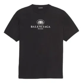 Camisola de manga curta masculina Balenciaga SS21 com padrão do logótipo «B Alphabet», preta 570803TFV761000 Camisola de manga curta masculina Balenciaga SS21 com padrão do logótipo «B Alphabet», preta 570803TFV761000