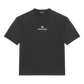 Camisola de manga curta para homem Balenciaga com estampado de letras, preta 612966TJVD91034 Camisola de manga curta para homem Balenciaga com estampado de letras, preta 612966TJVD91034