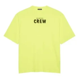 Camisola de manga curta para homem Balenciaga com estampado de letras, verde fluorescente 620969TIVG97072 Camisola de manga curta para homem Balenciaga com estampado de letras, verde fluorescente 620969TIVG97072
