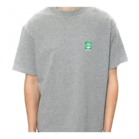 Camisola de manga curta para homem Balenciaga com logótipo no peito, cinzenta 594579THV631300 Camisola de manga curta para homem Balenciaga com logótipo no peito, cinzenta 594579THV631300