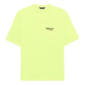 Camisola de manga curta para homem com logótipo Balenciaga impresso, amarela, 641675TJVF77110 Camisola de manga curta para homem com logótipo Balenciaga impresso, amarela, 641675TJVF77110