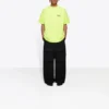 Camisola de manga curta para homem com logótipo Balenciaga impresso, amarela, 641675TJVF77110