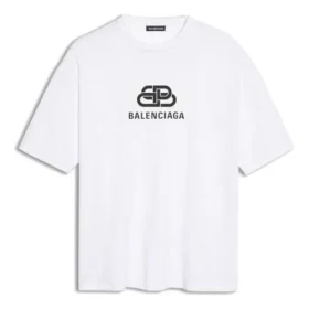 Camisola de manga curta para homem da Balenciaga, branca com logótipo BB clássico estampado 570803TEV489044 Camisola de manga curta para homem da Balenciaga, branca com logótipo BB clássico estampado 570803TEV489044
