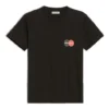 Camisola de manga curta preta com logótipo impresso, estilo retro, corte justo e pequeno 612964TIV791000