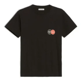 Camisola de manga curta preta com logótipo impresso, estilo retro, corte justo e pequeno 612964TIV791000 Camisola de manga curta preta com logótipo impresso, estilo retro, corte justo e pequeno 612964TIV791000