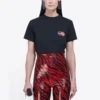 Camisola de manga curta preta com logótipo impresso, estilo retro, corte justo e pequeno 612964TIV791000