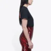 Camisola de manga curta preta com logótipo impresso, estilo retro, corte justo e pequeno 612964TIV791000