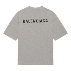 Camisola de manga curta retro com logótipo Balenciaga FW21 para homem, cinzenta 612966TIVG51167 Camisola de manga curta retro com logótipo Balenciaga FW21 para homem, cinzenta 612966TIVG51167