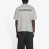 Camisola de manga curta retro com logótipo Balenciaga FW21 para homem, cinzenta 612966TIVG51167