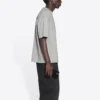 Camisola de manga curta retro com logótipo Balenciaga FW21 para homem, cinzenta 612966TIVG51167