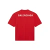 Camisola de manga curta retro com logótipo grande da Balenciaga para homem, vermelha, 612966TIVG56540