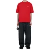 Camisola de manga curta retro com logótipo grande da Balenciaga para homem, vermelha, 612966TIVG56540