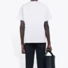 Camisola de manga curta retro masculina Balenciaga com logótipo estampado e retrato da banda, branca 612966TIV479000