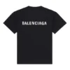 Camisola de manga curta retro masculina Balenciaga FW21 com logótipo estampado, preta, 612966TIVG51070