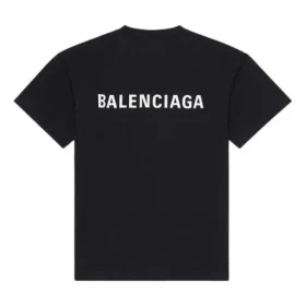 Camisola de manga curta retro masculina Balenciaga FW21 com logótipo estampado, preta, 612966TIVG51070