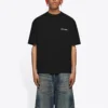 Camisola de manga curta retro masculina Balenciaga FW21 com logótipo estampado, preta, 612966TIVG51070