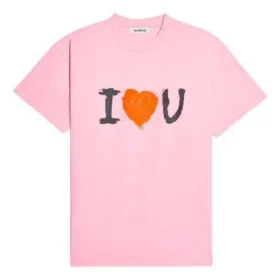 Camisola de manga curta unissexo com estampado alfabético SS21, cor-de-rosa 612965TJVL51401
