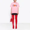 Camisola de manga curta unissexo com estampado alfabético SS21, cor-de-rosa 612965TJVL51401