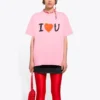 Camisola de manga curta unissexo com estampado alfabético SS21, cor-de-rosa 612965TJVL51401