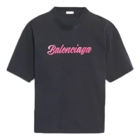 Camisola de manga curta unissexo preta com logótipo estampado 583098TFV598465