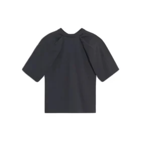 Camisola de manga curta unissexo preta com logótipo estampado 583098TFV598465