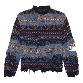 Camisola em mistura de lã com padrão Fair Isle desgastado «Azul» 662518T16028088