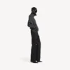 Camisola feminina de gola alta, com design invertido, em cinzento escuro mesclado