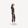 Camisola feminina de manga comprida, estilo «techwear», justa, em castanho cáqui/rosa néon