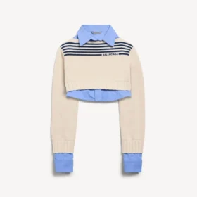 Camisola híbrida para mulher em azul-marinho/branco