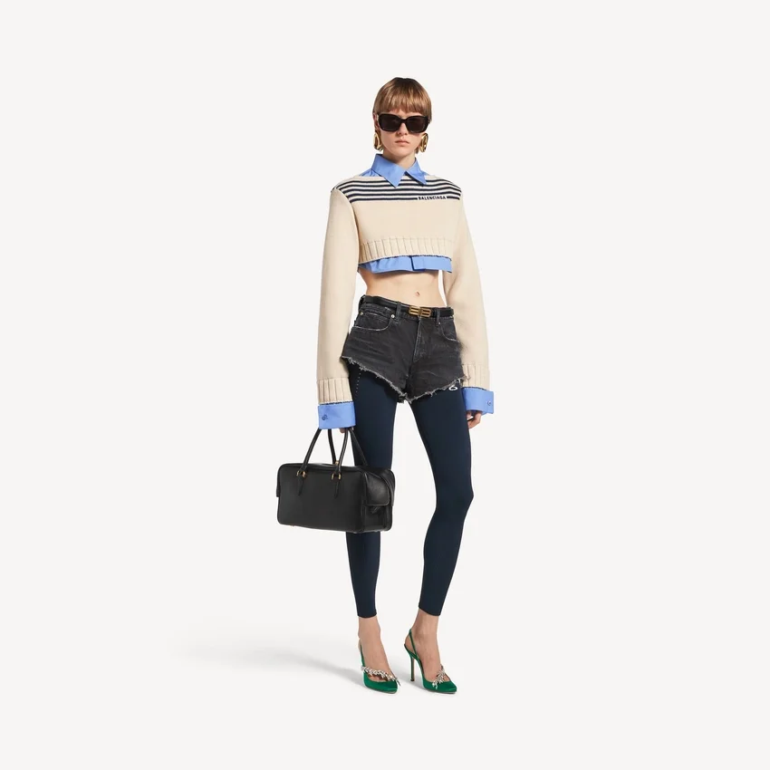 Camisola híbrida para mulher em azul-marinho/branco Camisola híbrida para mulher em azul-marinho/branco