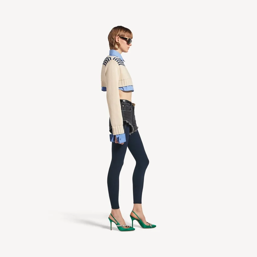 Camisola híbrida para mulher em azul-marinho/branco Camisola híbrida para mulher em azul-marinho/branco