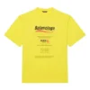 Camisola masculina Balenciaga, lavagem a seco, corte largo, logótipo estampado, manga curta, amarela 651795TKVF87175
