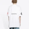 Camisola masculina Balenciaga x NASA Crossover FW21, larga, de gola redonda e manga curta, branca 651795TKVD79040