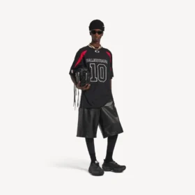 Camisola oversized masculina Balenciaga | colaboração com a NBA em preto/multicolorido