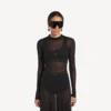 Camisola sem mangas com sutiã integrado para mulher, em preto
