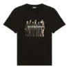 Camisola unissexo de manga curta, corte largo, com logótipo retro e impressão de retrato de banda, preta 612966TIVA11000
