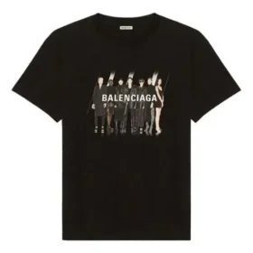 Camisola unissexo de manga curta, corte largo, com logótipo retro e impressão de retrato de banda, preta 612966TIVA11000