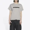 Camisola unissexo de manga curta, estilo retro clássico, com logótipo desfocado e aberturas, cinzenta 661705TKVD58174