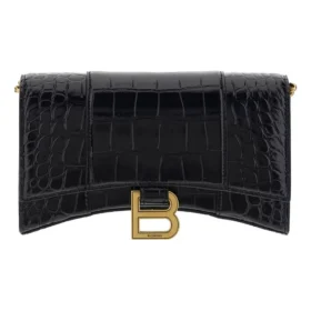 Carteira Hourglass com corrente e relevo de crocodilo «Preto» 6560501LRGM1000