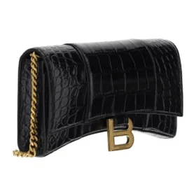 Carteira Hourglass com corrente e relevo de crocodilo «Preto» 6560501LRGM1000