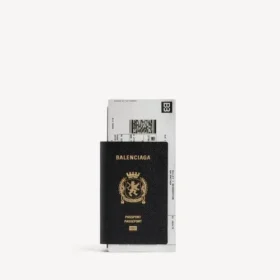 Carteira longa para passaporte de homem com 1 bilhete, em preto