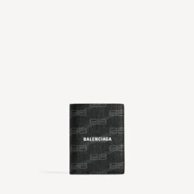Carteira masculina icónica com dobras verticais em lona revestida com BB Monogram em preto/cinzento