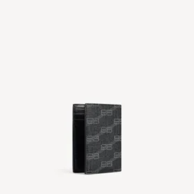 Carteira masculina icónica com dobras verticais em lona revestida com BB Monogram em preto/cinzento