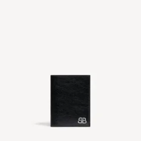 Carteira masculina Monaco vertical com dobras duplas em preto