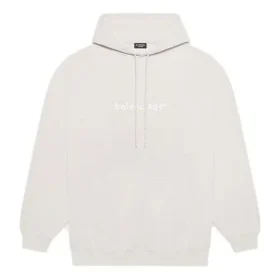 Casaco com capuz de manga comprida para homem Balenciaga FW21 com logótipo e estampado alfabético, branco cremoso 570811TIV552970